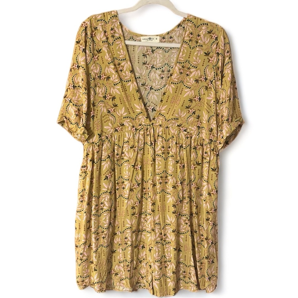 Natural Life Stella V Neck Floral Mini Dress Medium